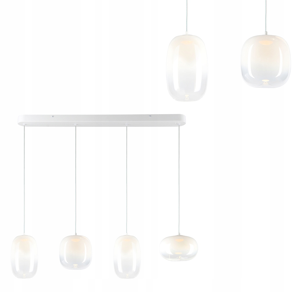 Lampa wisząca poczwórna Led 15W listwa ze szklanymi kloszami Milagro