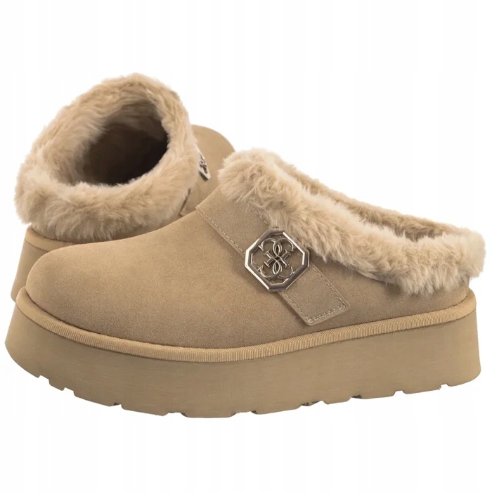 Dámské Papuče na platformě Guess Dolmana2 Flfdoc Nude Béžové