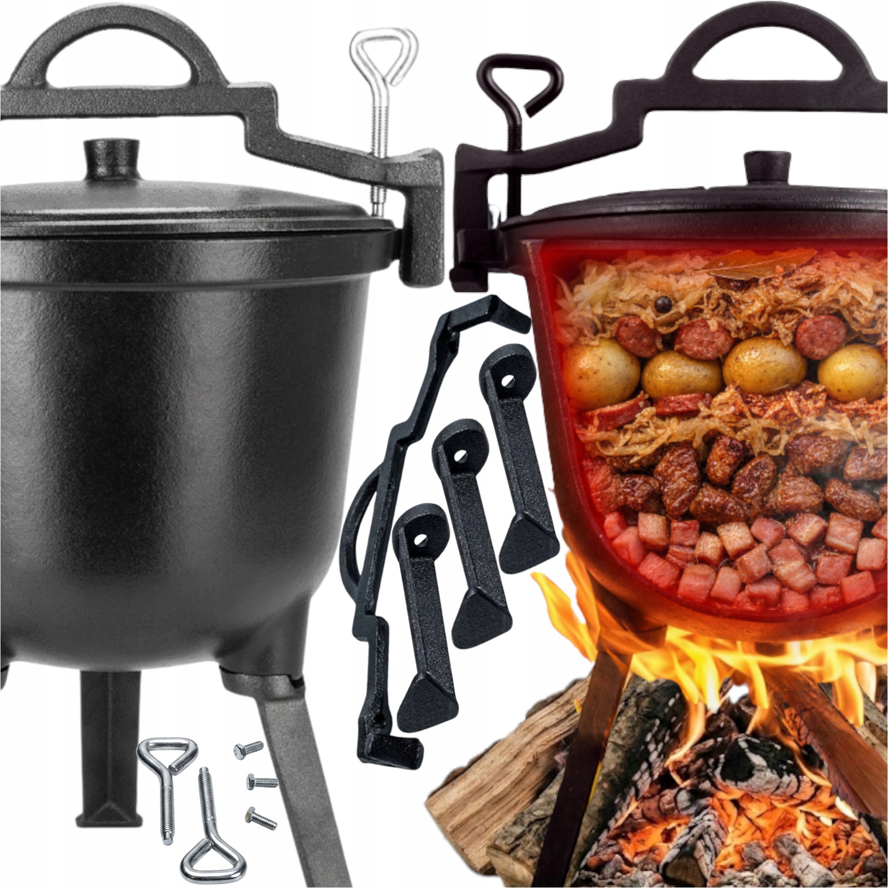 Myslivecký kotlík 9KG Polské Silné Litino Do Polévek Gulašky Pečenky XL