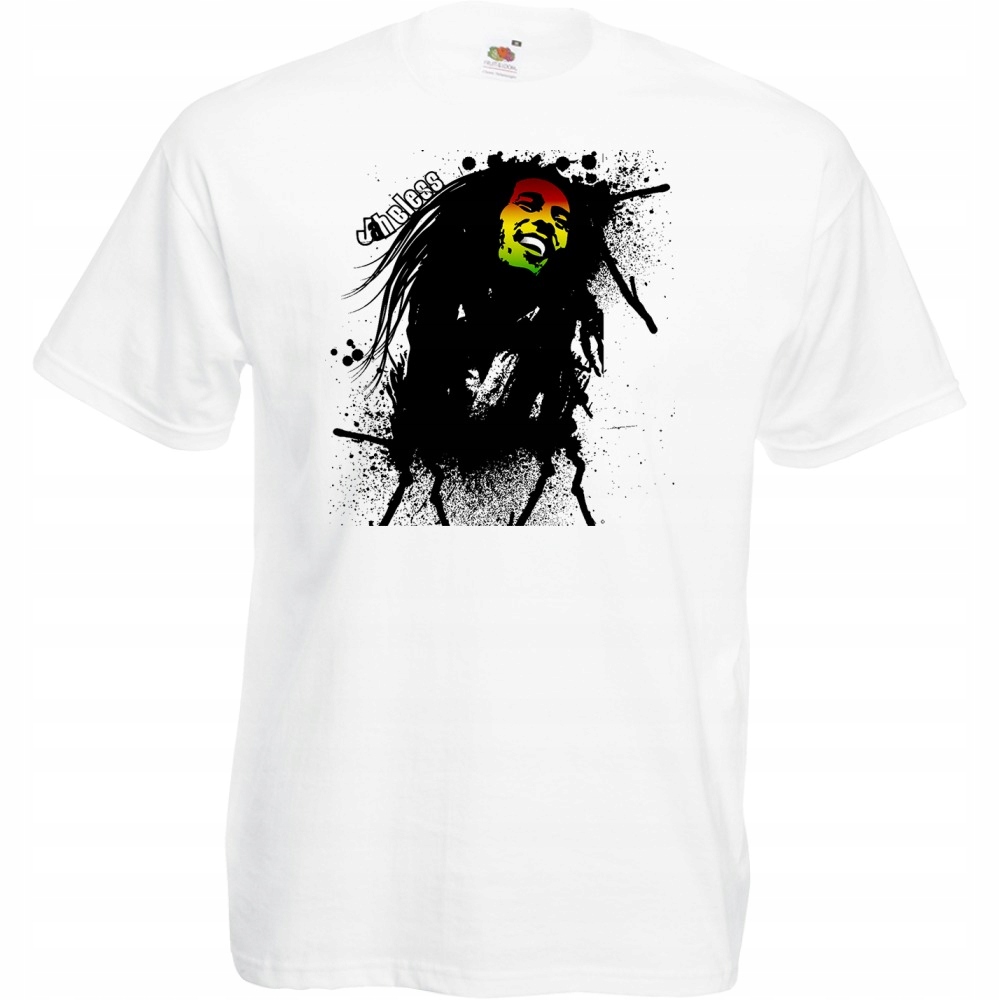 

Koszulka z nadrukiem reggae Marley rasta L biała