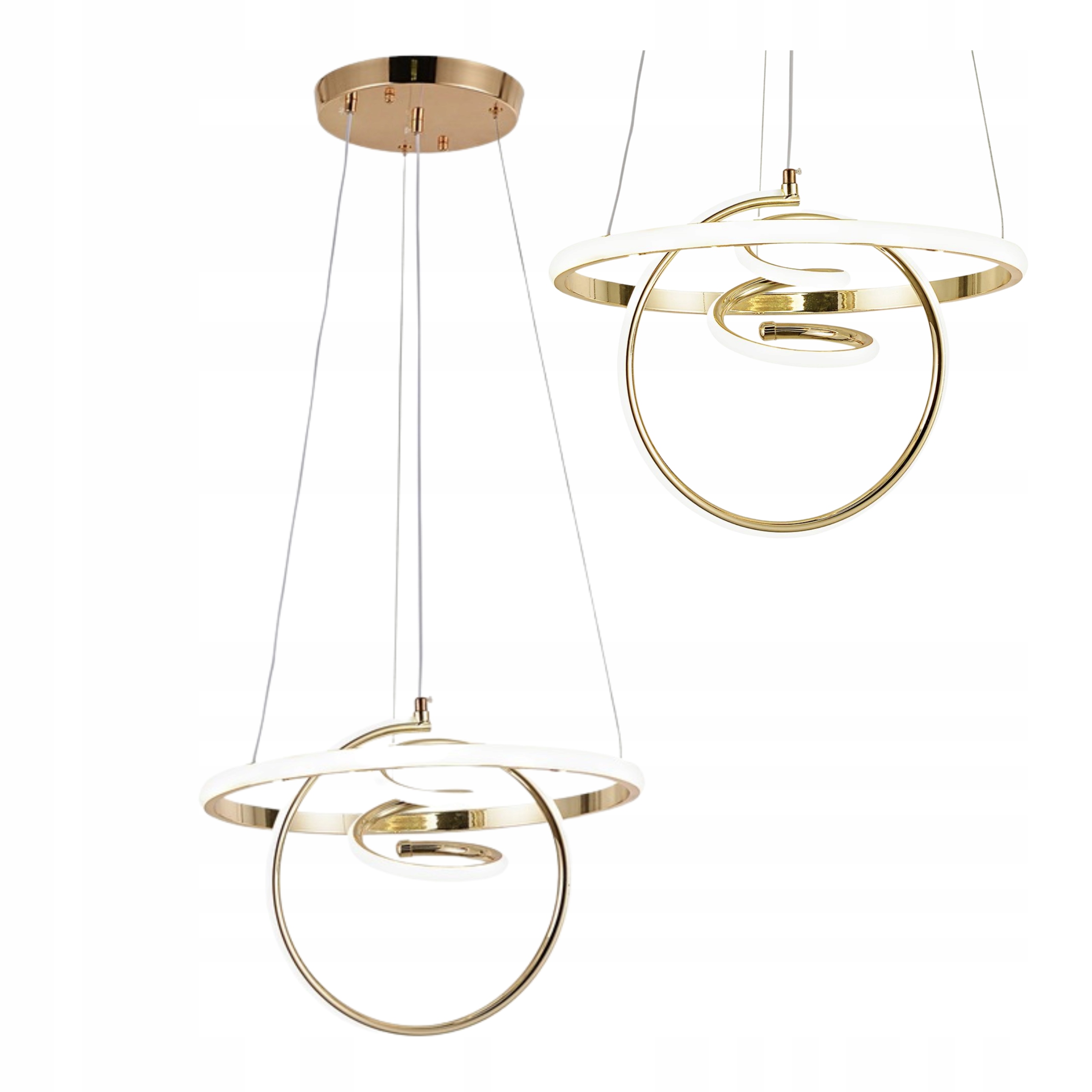 Lampa Sufitowa Wisząca Led Złota Nowoczesna Do Salonu Trójwymiarowa Spirala