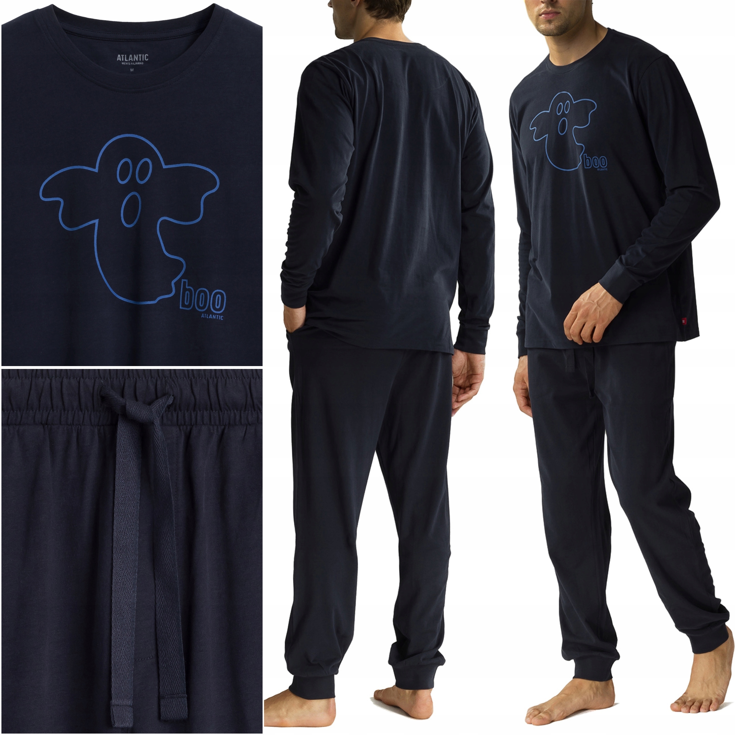 Pánské pyžamo Atlantic NMP-378 volné bavlněné Svítící Potisk M