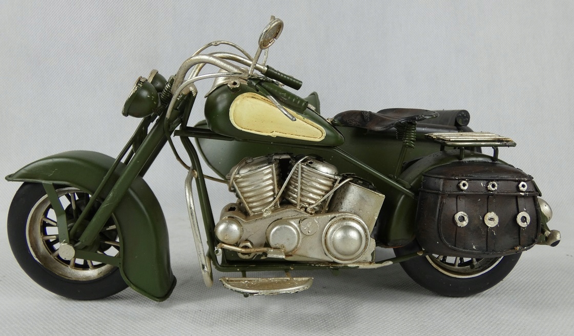 Metalowy MOTOR z koszem zielony RETRO pojazd 12468790300 Allegro.pl