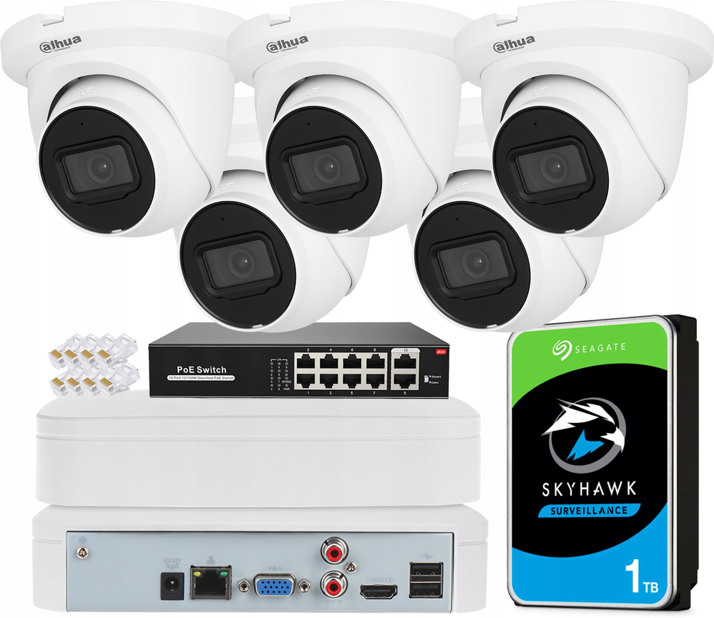 Monitorovací sada 5 kamer IPC-HDW2541TM-S-0280 5MPx Dahua WizSense Ir Led