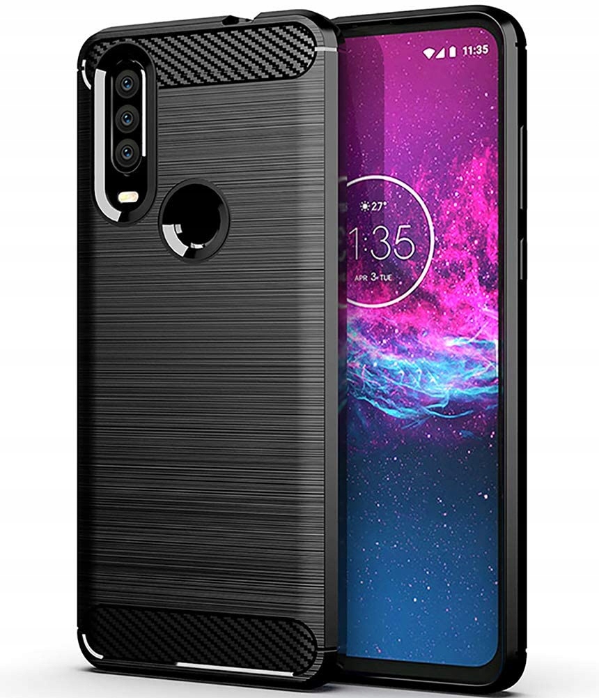 ETUI PANCERNE CARBON DO MOTOROLA ONE ACTION +SZKŁO