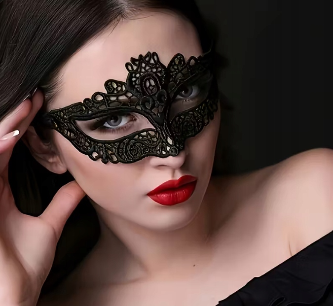 KORONKOWA MASKA DAMSKA CZARNA KARNAWAŁ