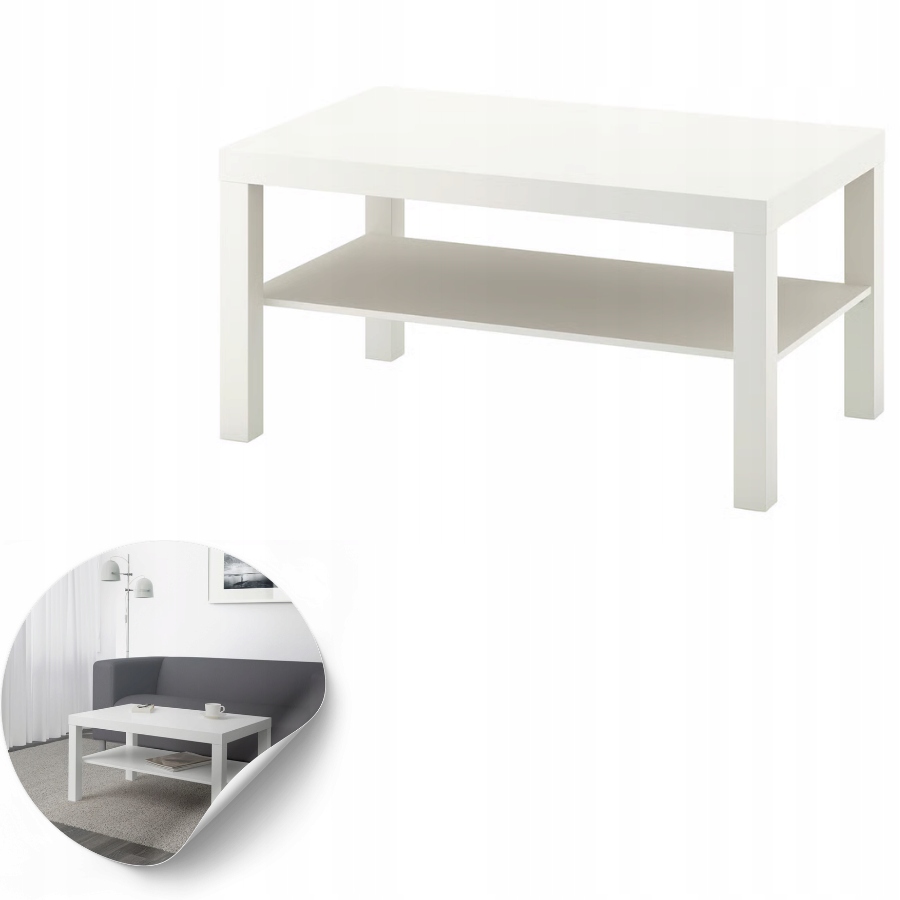 Konferenční stolek Lack bílý 90x55 cm s policí, moderní, lehký