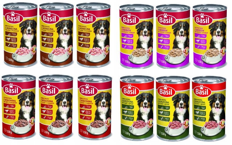 Levně Krmivo pro psa Basil mix chutí 1250 g x 12 Ks