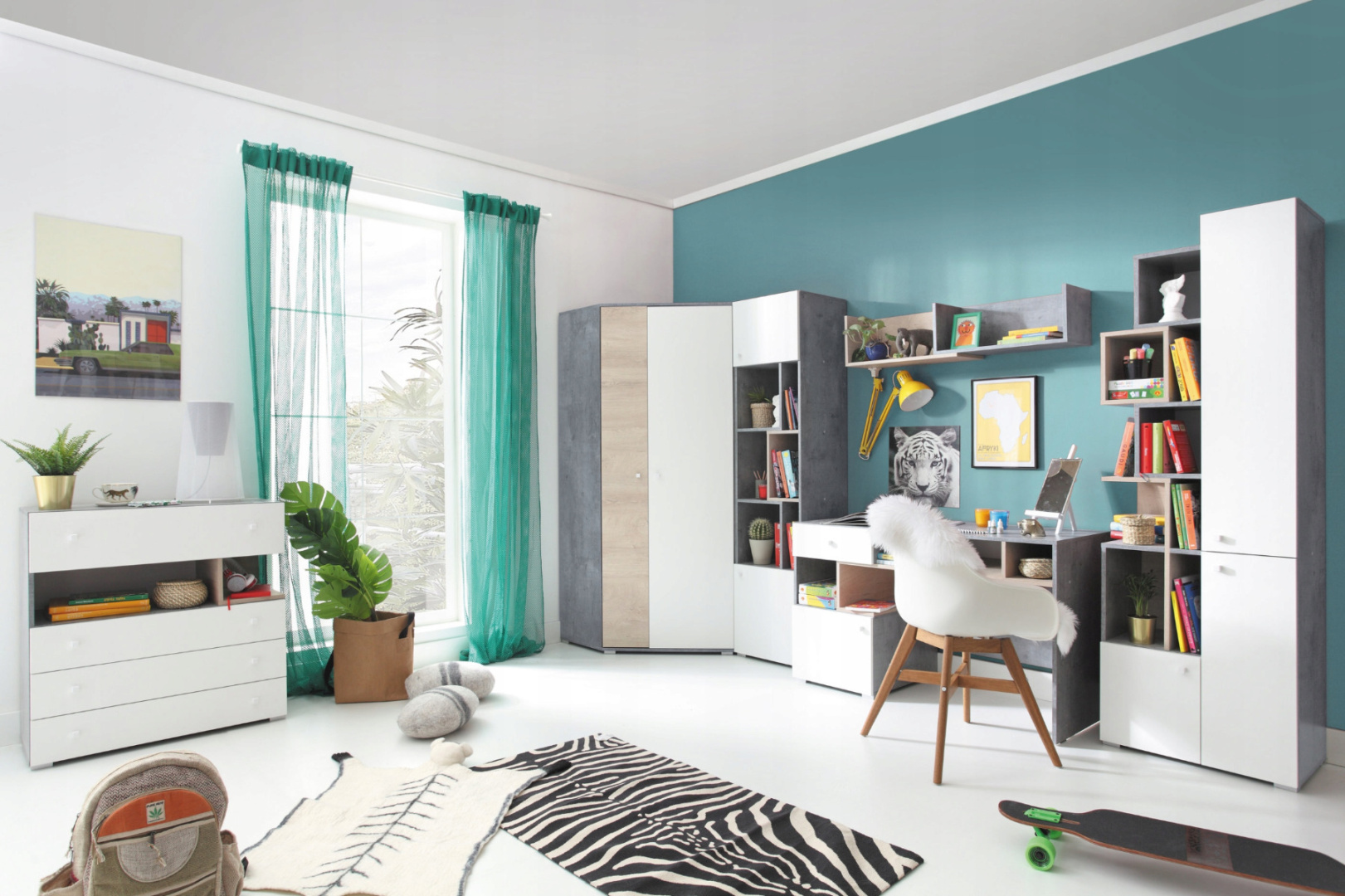 SZAFA MŁODZIEŻOWA NAROŻNA GARDEROBA Meblar SIGMA Liczba szuflad 3