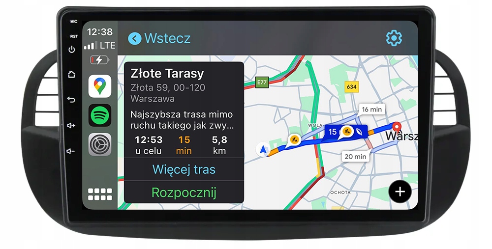 Fiat 500 Rádio Navigace Android Carplay Mapy Aplikace