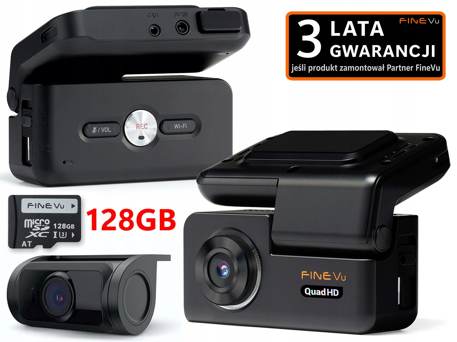 FineVu GX300 /128GB rejestrator Qhd+fhd WiFi Gps Hdr Adas fotoradary