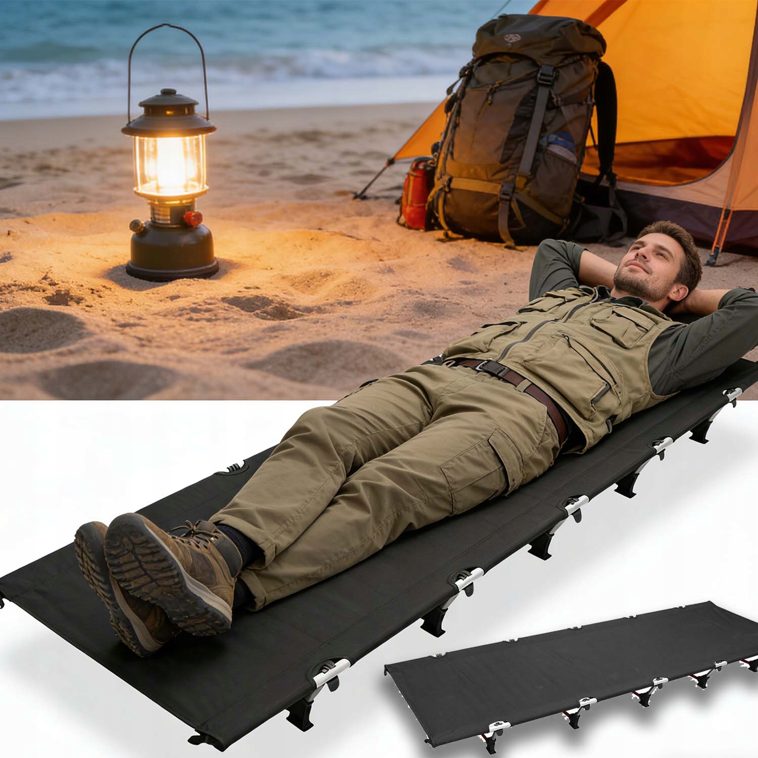 Łóżko Turystyczne Składane Do Ogrodu Kempingu Oxford 600D Antypoślizgoweg