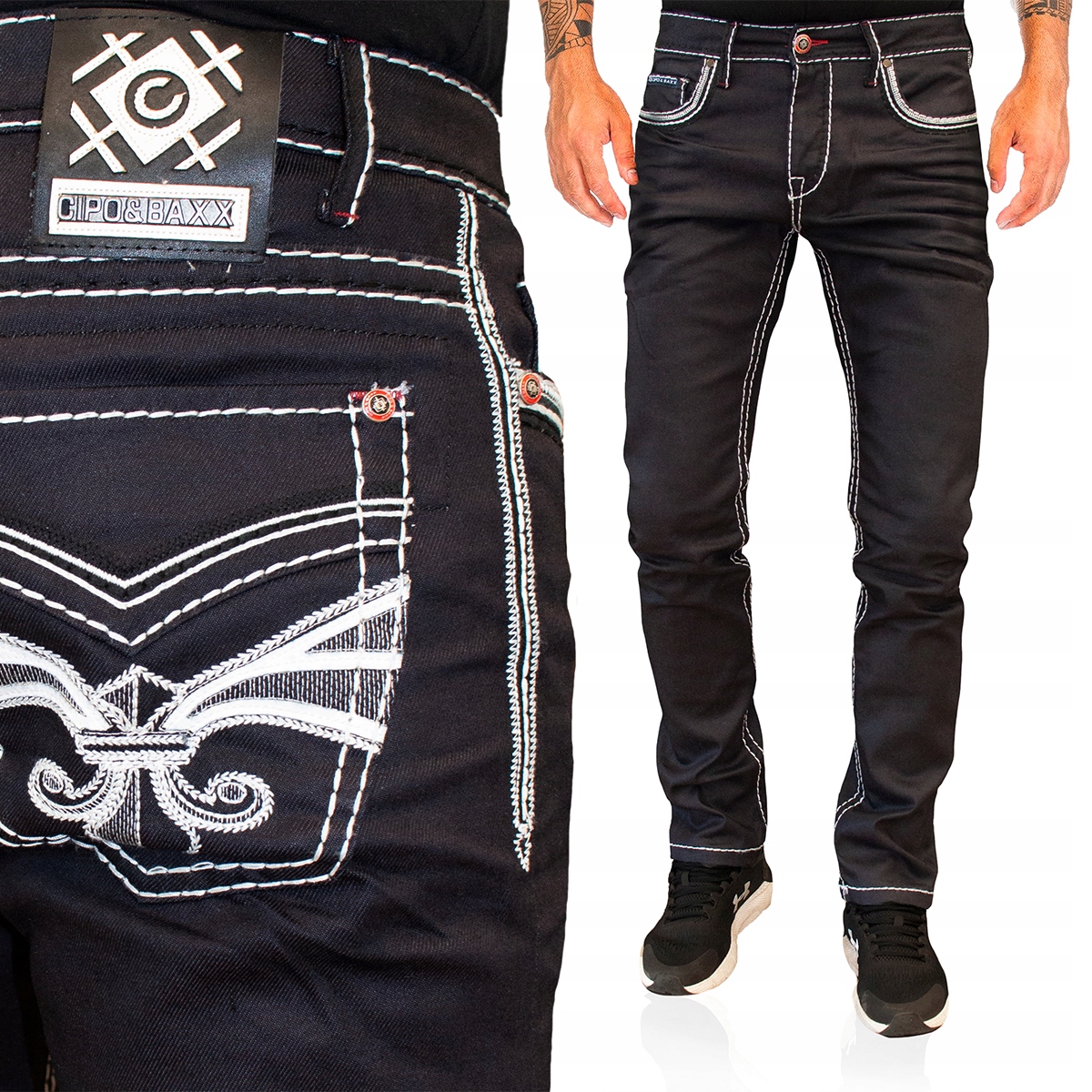 Kalhoty Cipo Baxx Pánské Jeansy s Hrubou Nití a Výšivkami