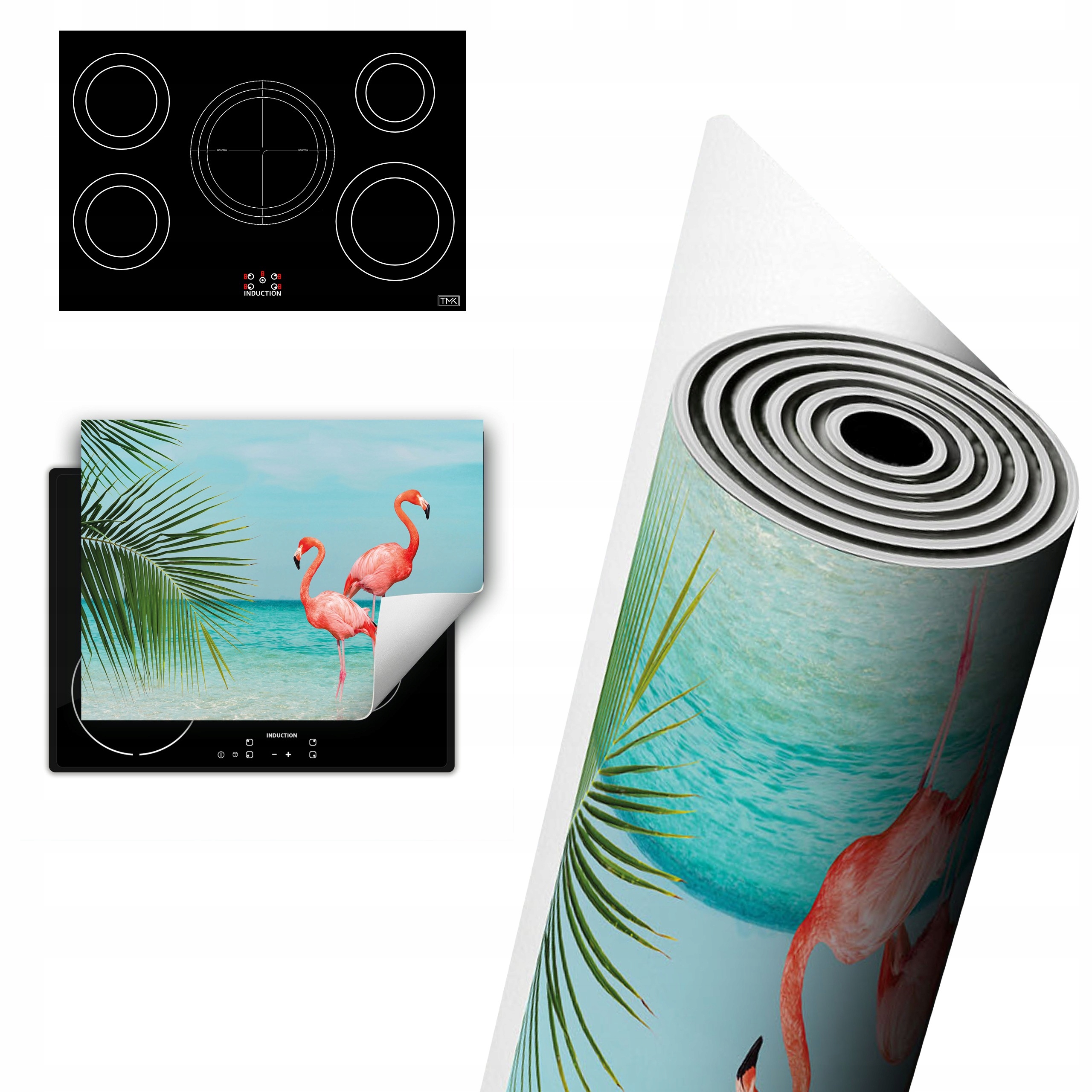 Vinylová Ochrana Na Indukci Desek 80x52 pláž plameňák