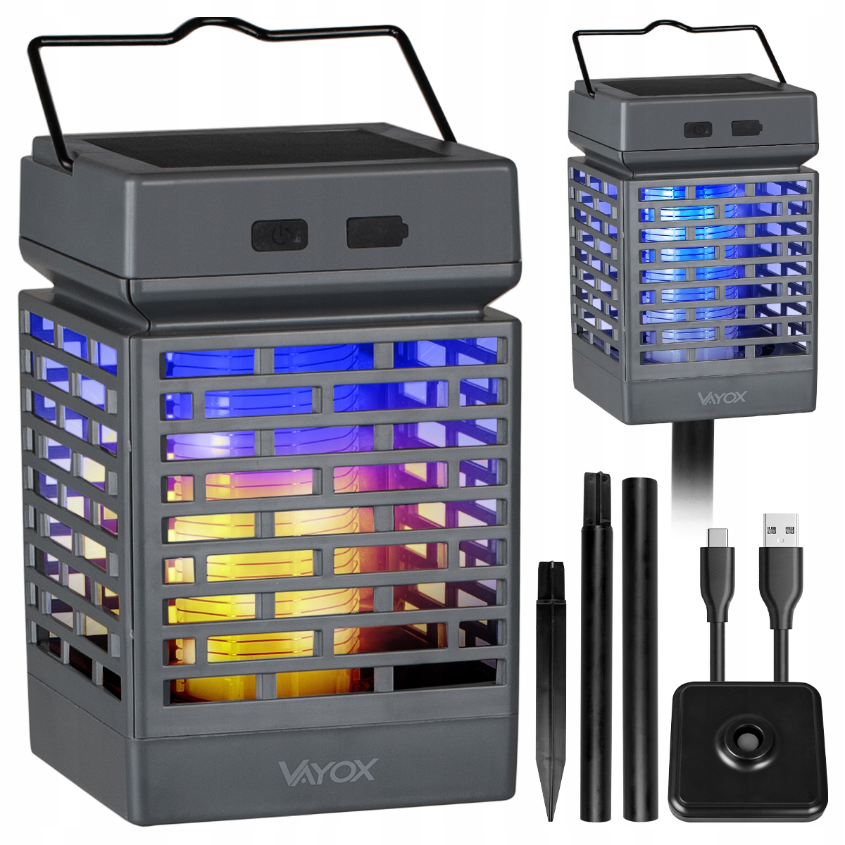 Lampa Owadobójcza Solarna Latarnia Ogrodowa Led Pochodnia Aku Usb Vayox