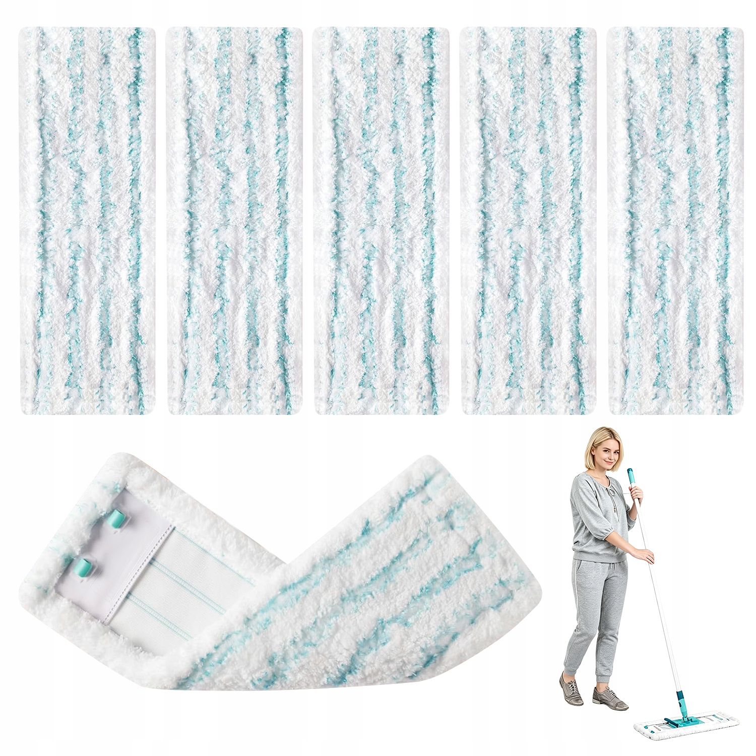 6 Návleků Na Mop Leifheit Profi XL Micro Duo Cotton Plus Mikrovlákno