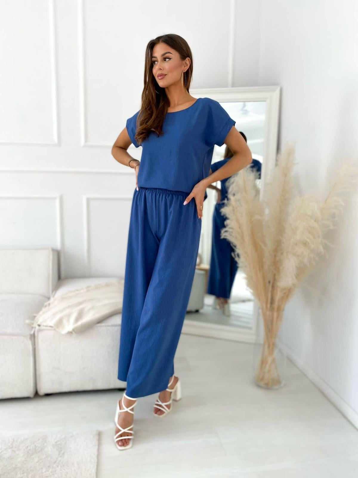 Adika elegancka lniana niebieska bluzka XXL Rozmiar XXL