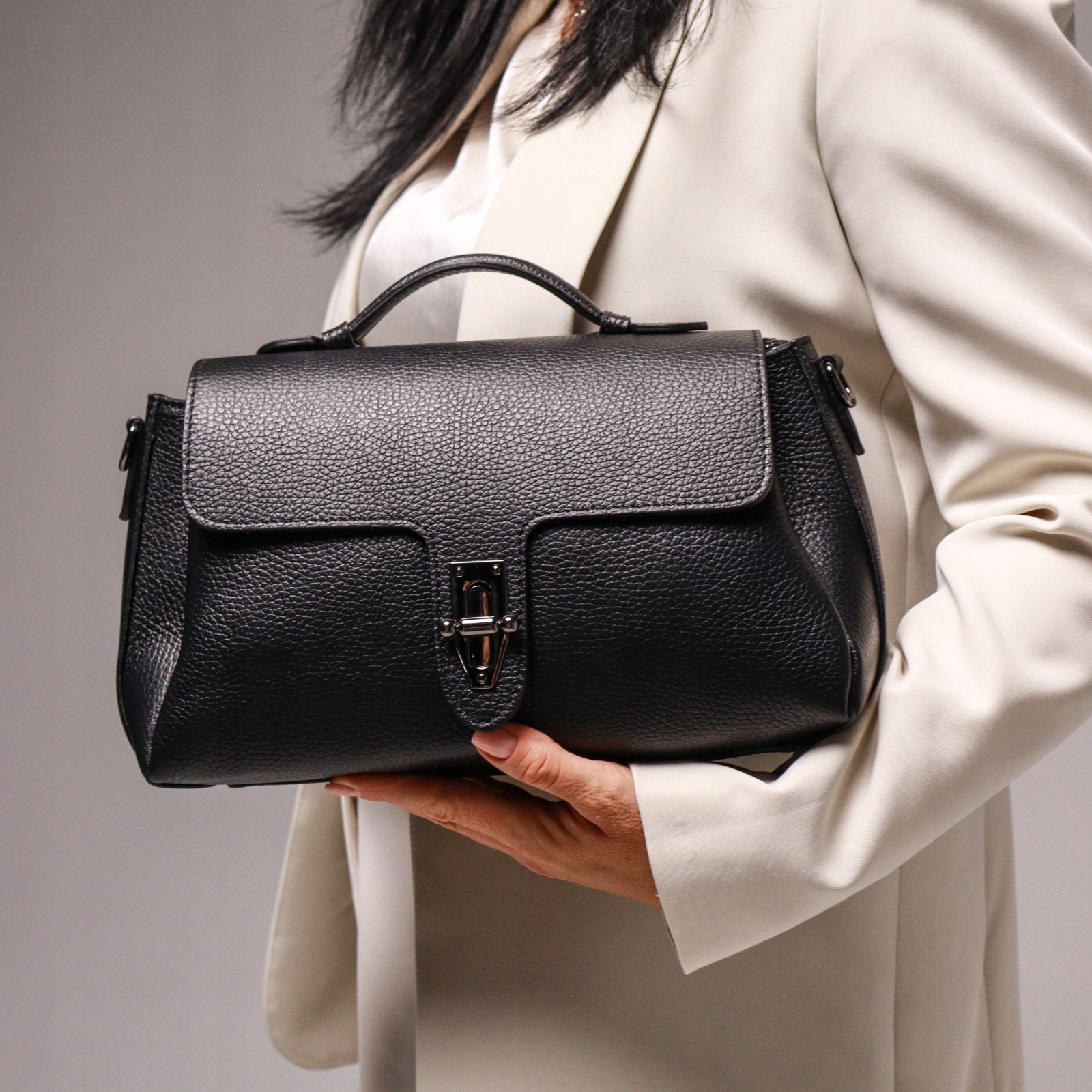 Dámská kabelka z přírodní kůže Federica Černá