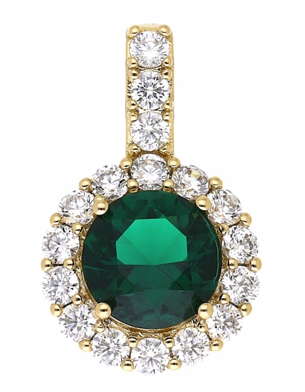 ZAWIESZKA POZŁACANA SZMARAGD I CYRKONIE XUPING