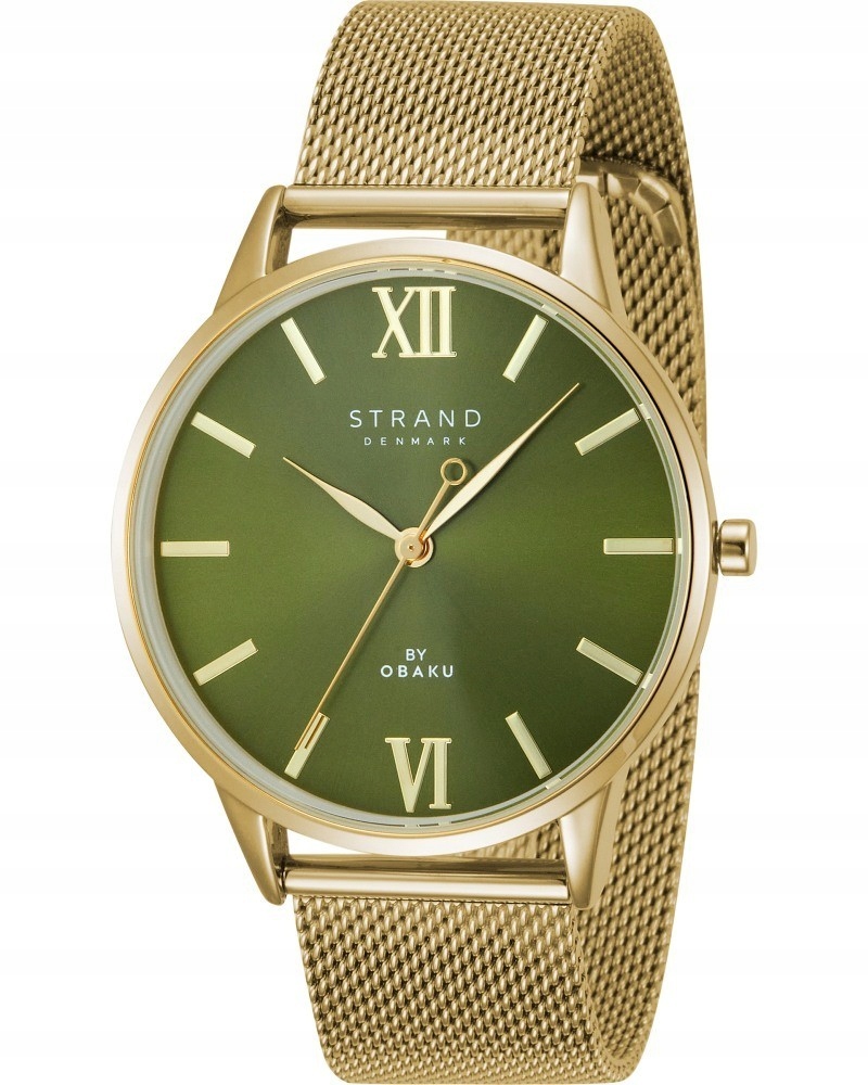 Nové Originální Pánské hodinky Strand by Obaku S747GXGEMG-DNO zlaté, zelené