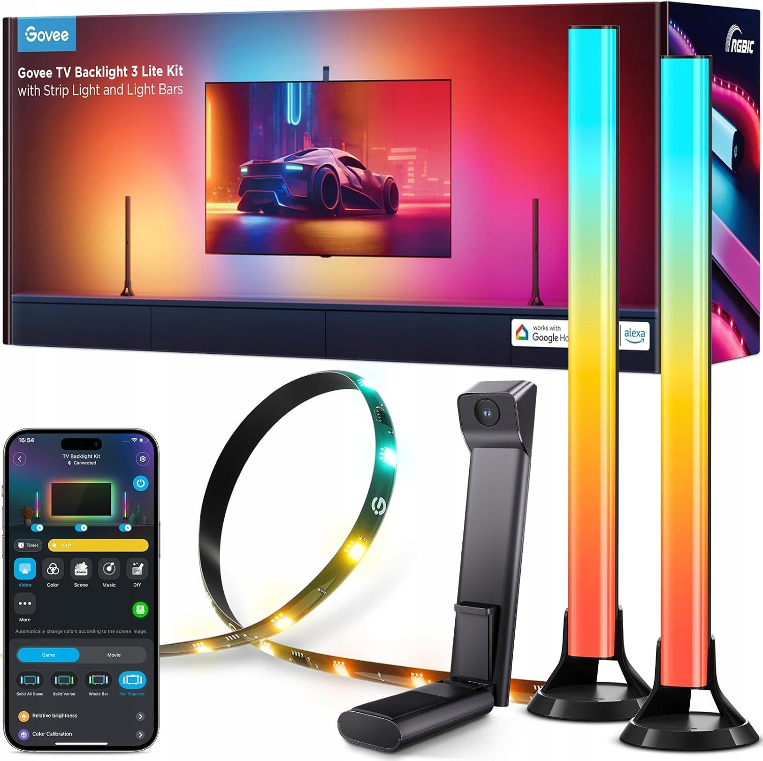 Led Páska Rgb Osvetlenie Govee Strip 2X Nástenná Lampa Rgbicw 3,6 M Diódy Tv 3V1