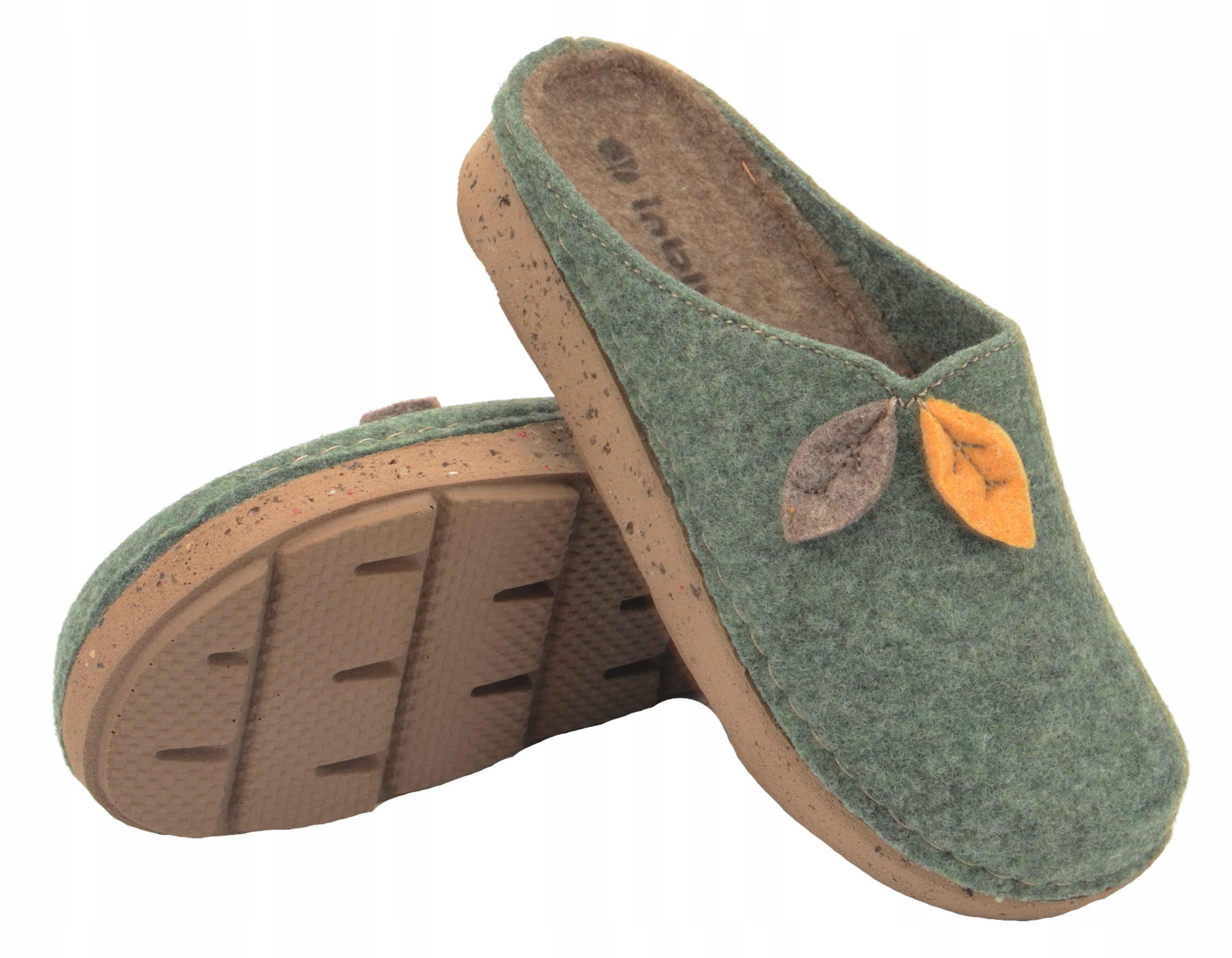 INBLU KAPCIE FILCOWE KLAPKI DAMSKIE ED13 BAMBOSZE DOMOWE LEKKIE ZIELONE 38 Model ED13