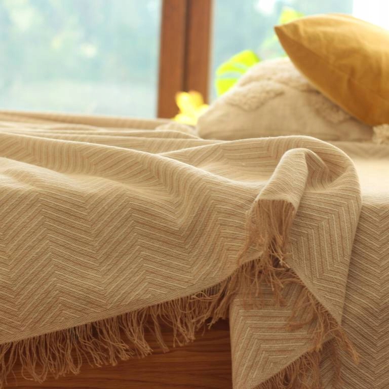 

Narzuta bawełniana Sofia 230x260 beżowa duża