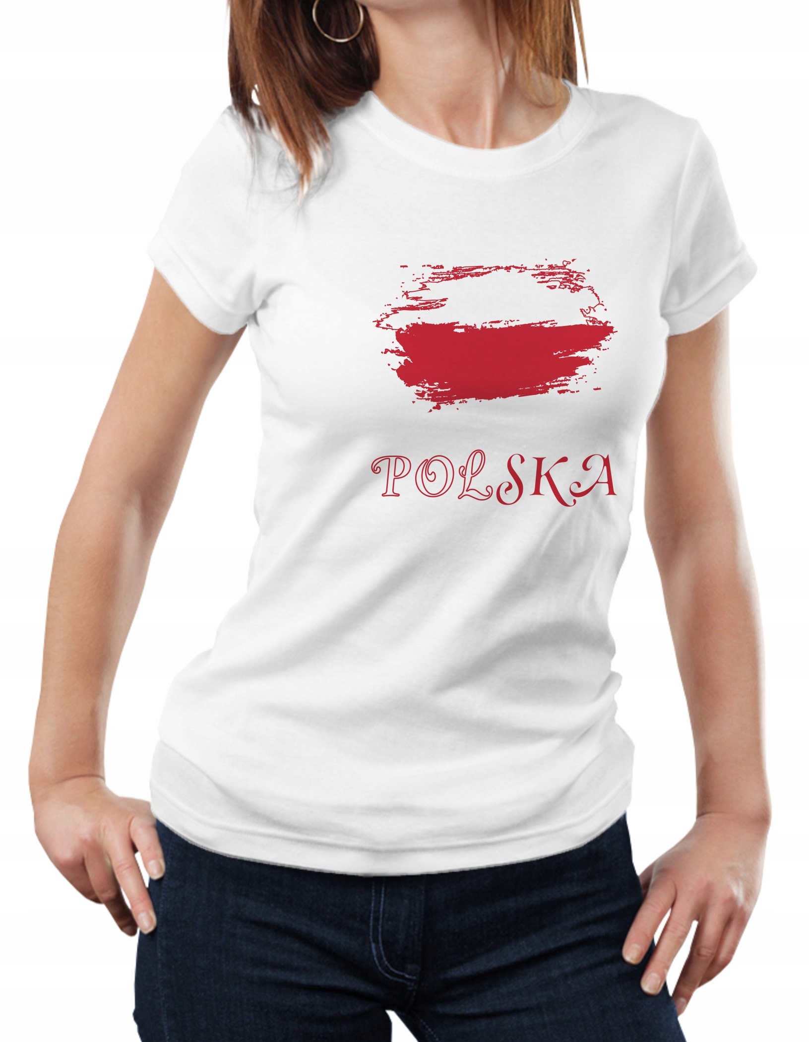 

Damska Koszulka Patriotyczna Biała Bawełna r.L