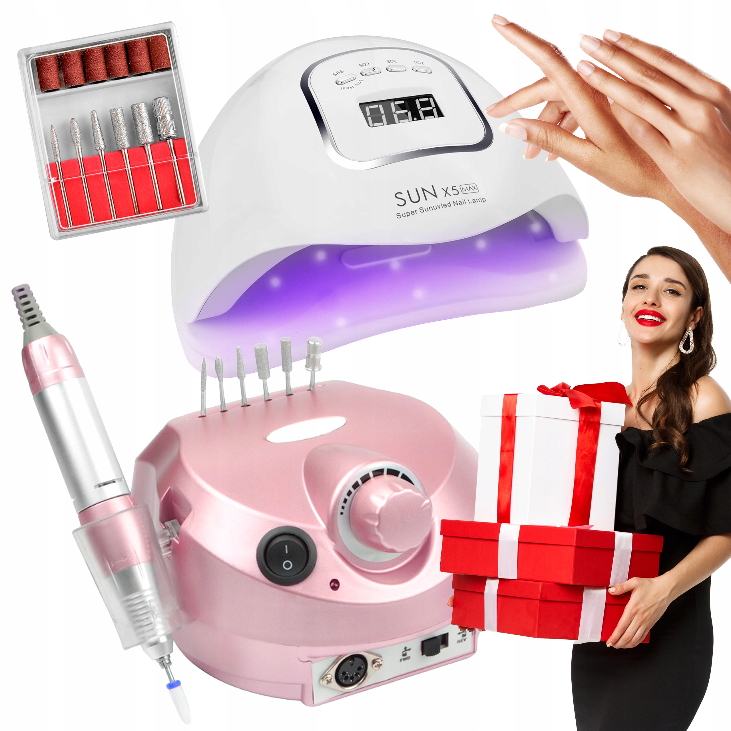Dárek Sada pro hybridní nehty Uv Lampa 80W profesionální Bruska