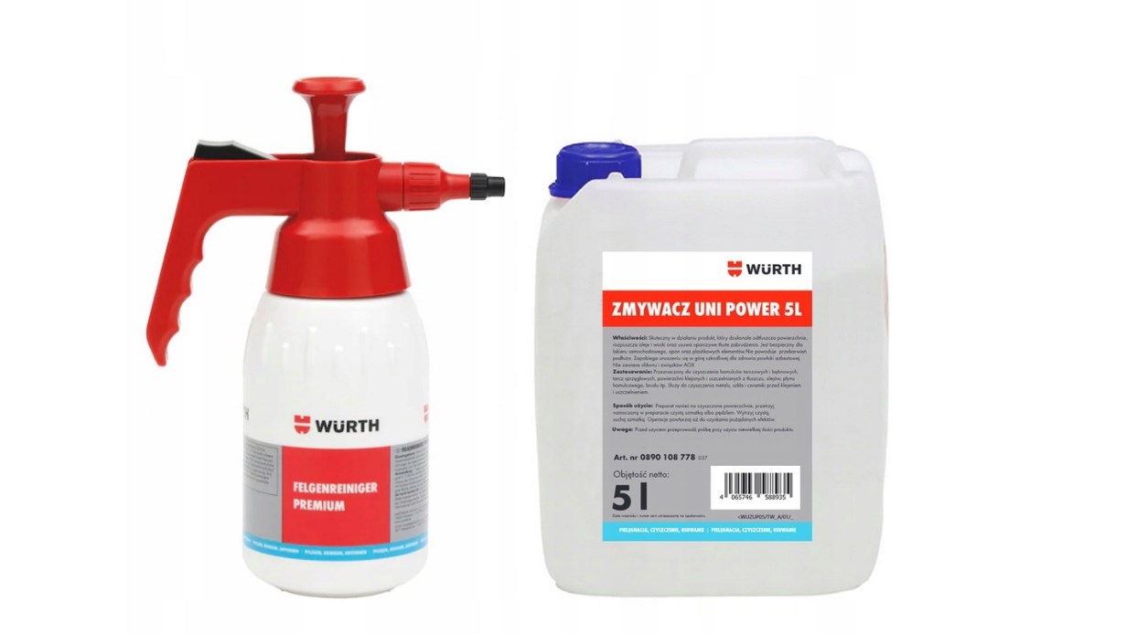 Zmywacz do hamulców Wurth Uni Power 5 l rozpylacz z pompką do zmywaczy