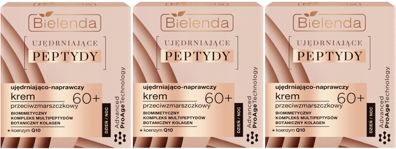 3 x Bielenda Zpevňující peptidy Krém 60+ Opravně-zpevňující Vrásky