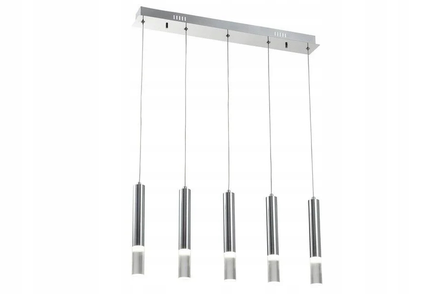 Industriální závěsná lampa, moderní chromovaná, pět vertikálních trubic Reality