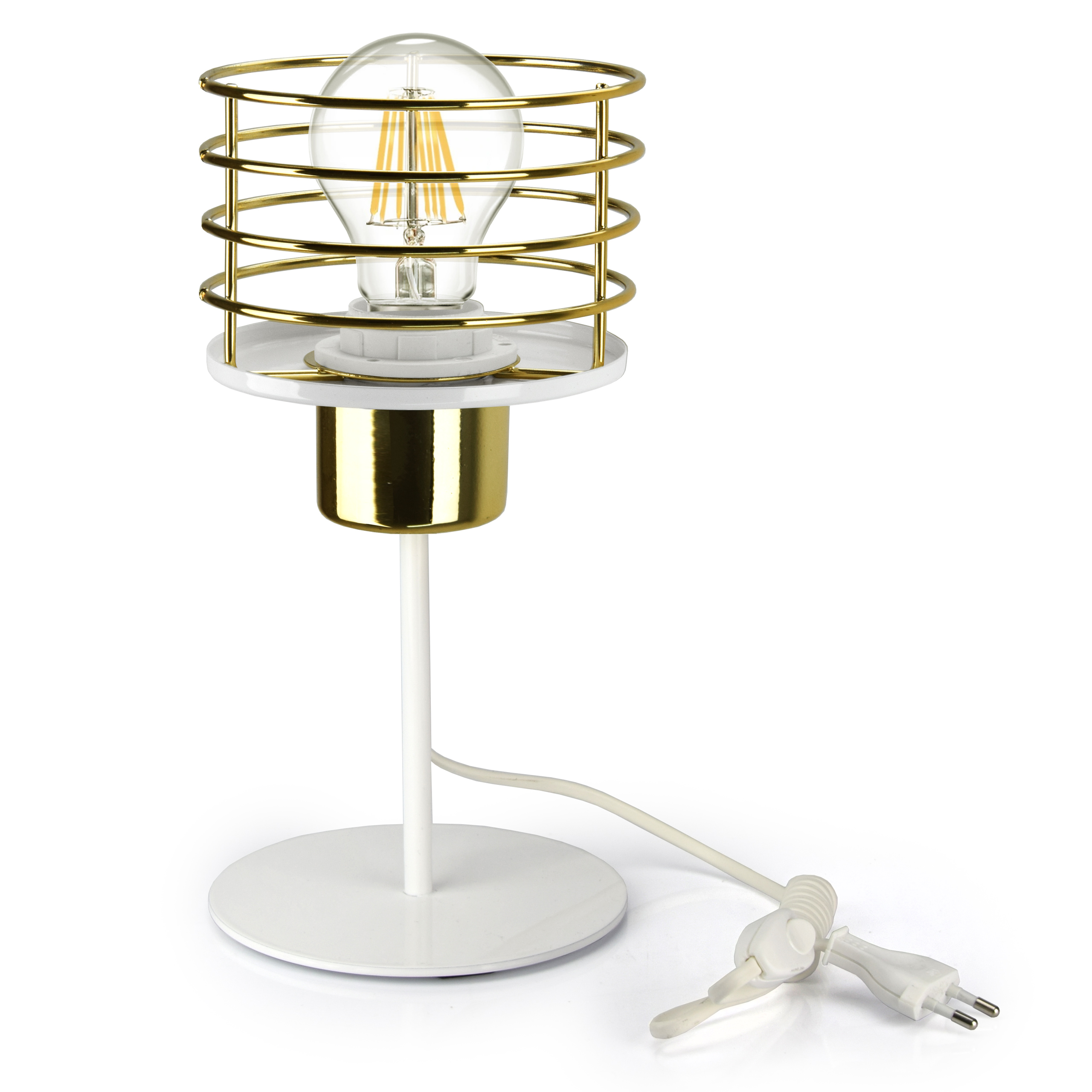 

Lampka Nocna Stołowa Glamour Złoty Chrom Miedź Led