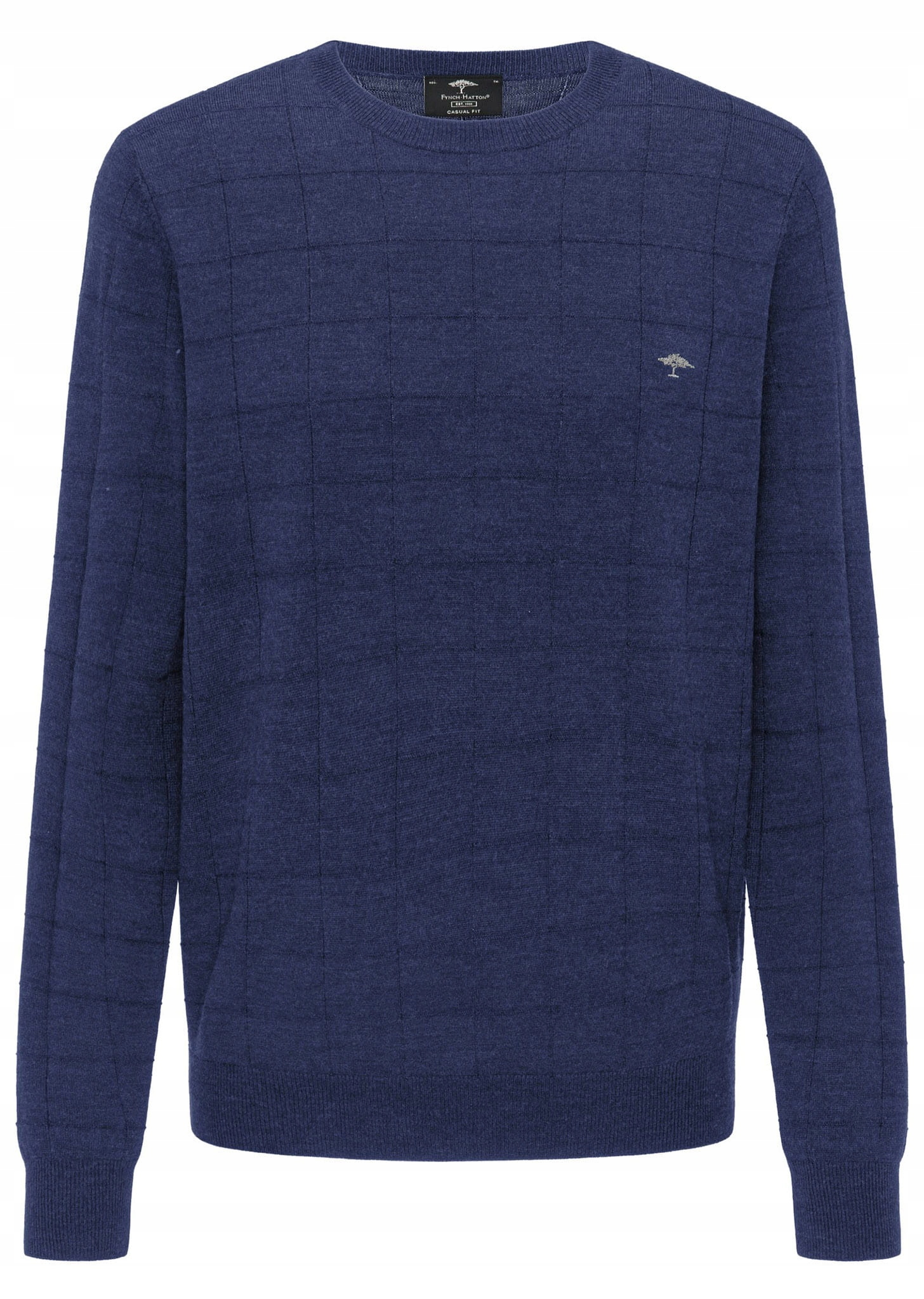 Fynch-Hatton sweter granatowy krata 100% wełna M