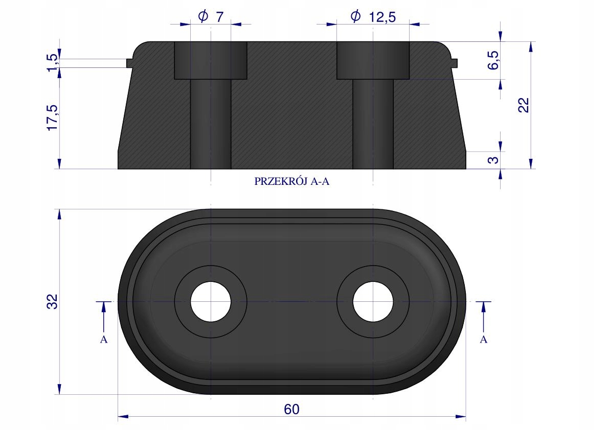Resor. odbój gumowy 30x60x22 Przyczepa Producent części Zychar
