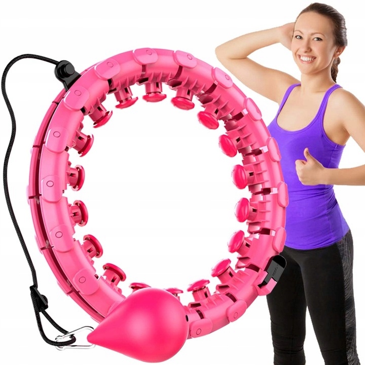 Hula Hop z Obciążeniem Odchudzające Obciążnikiem z Wypustkami Fitness Różow Średnica 50 cm