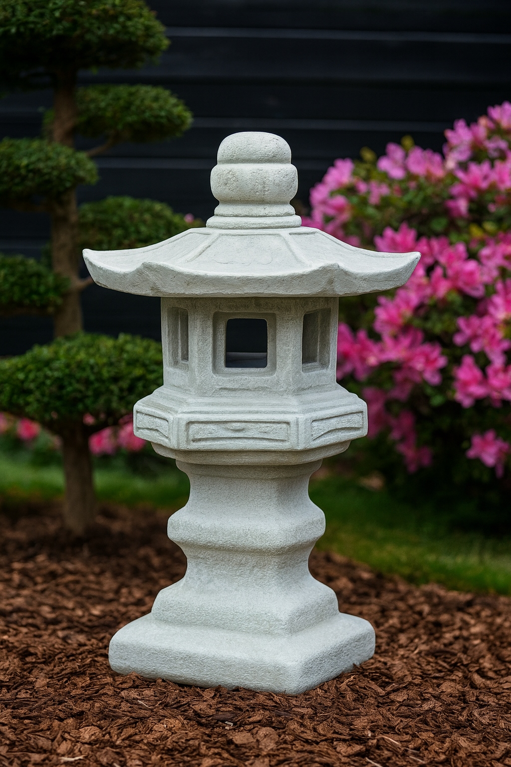 Pagoda Hishigata Japonská betónová lampa záhradná ozdoba orientálna