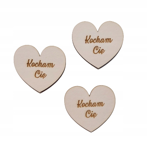 Serce tekturka beermat Kocham Cię 4x4cm 3szt