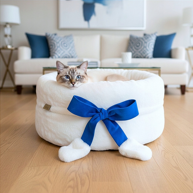 Pražská Pelíšek hnízdečko pro kočky psa Bell Gift s zvonečkem 40 cm Modrá