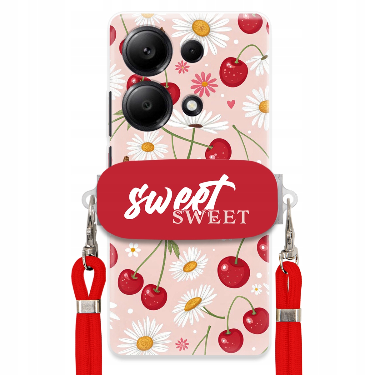 Pouzdro pro Xiaomi Redmi Note 13 Pro 4G Červené vodítko držák Sweet Višeň