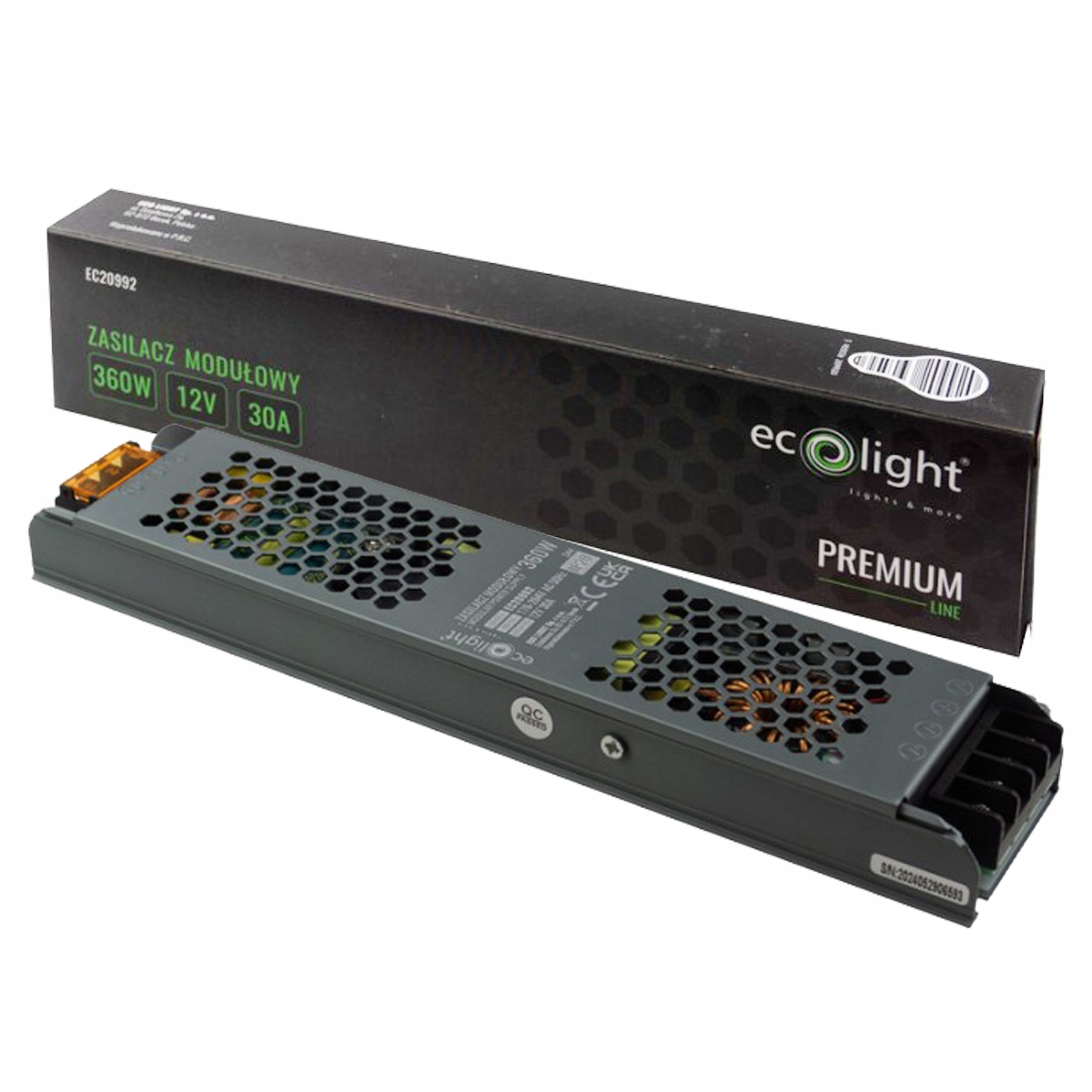 Ecolight Modulární napájecí zdroj slim Premium 360W 12V 30A EC20992