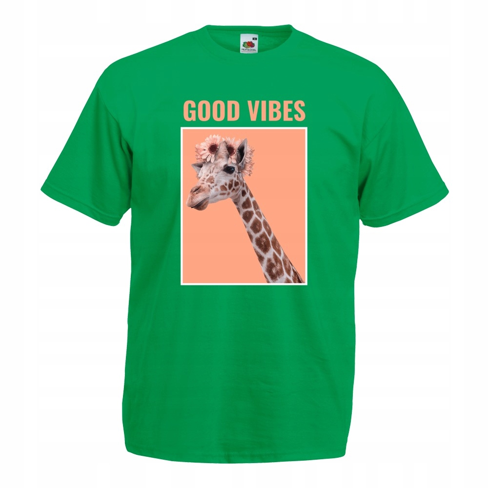 

Koszulka good vibes żyrafa kwiaty M zielona