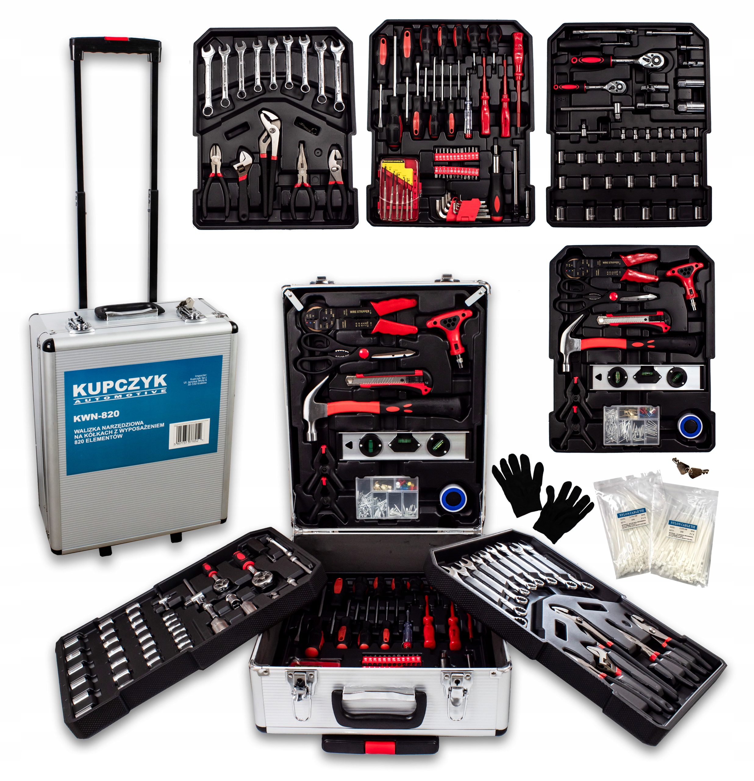 ZESTAW UNIWERSALNYCH NARZĘDZI W WALIZCE NA KÓŁKACH NA PREZENT Marka Kupczyk
