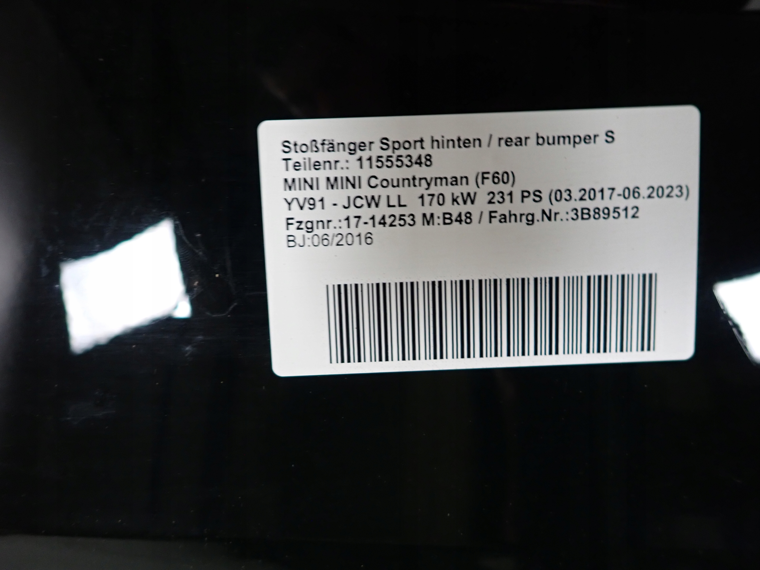MINI COUNTRYMAN II F60 16- bumper rear part rear