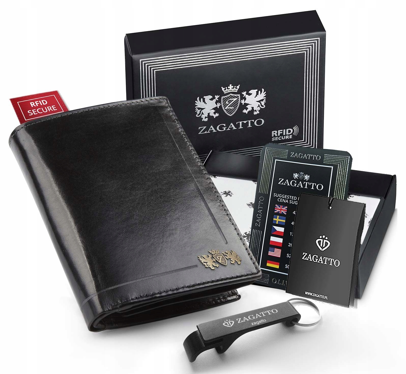 

Portfel męski skórzany Zagatto premium zestaw Rfid