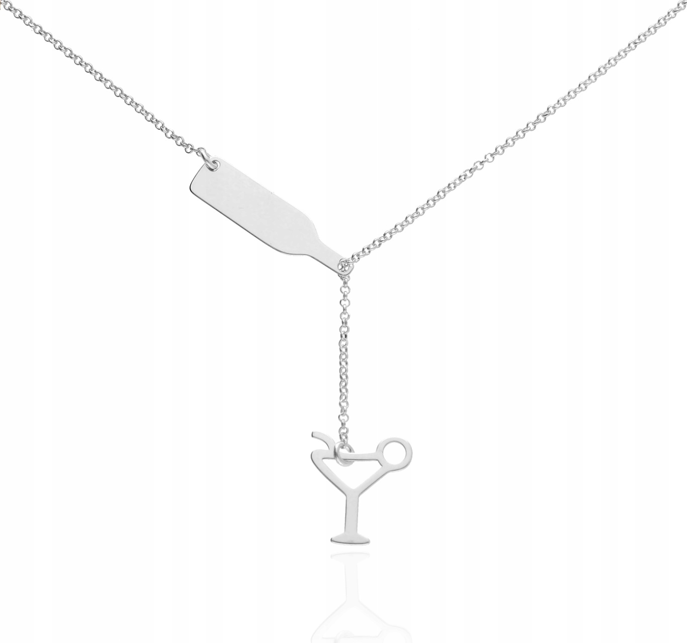 Stříbrný náhrdelník, láhev s vínem, sklenička SR925