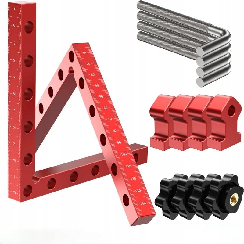 Kątowniki stolarskie i glazurnicze 90° ze stopu aluminium 140x140 mm zestaw