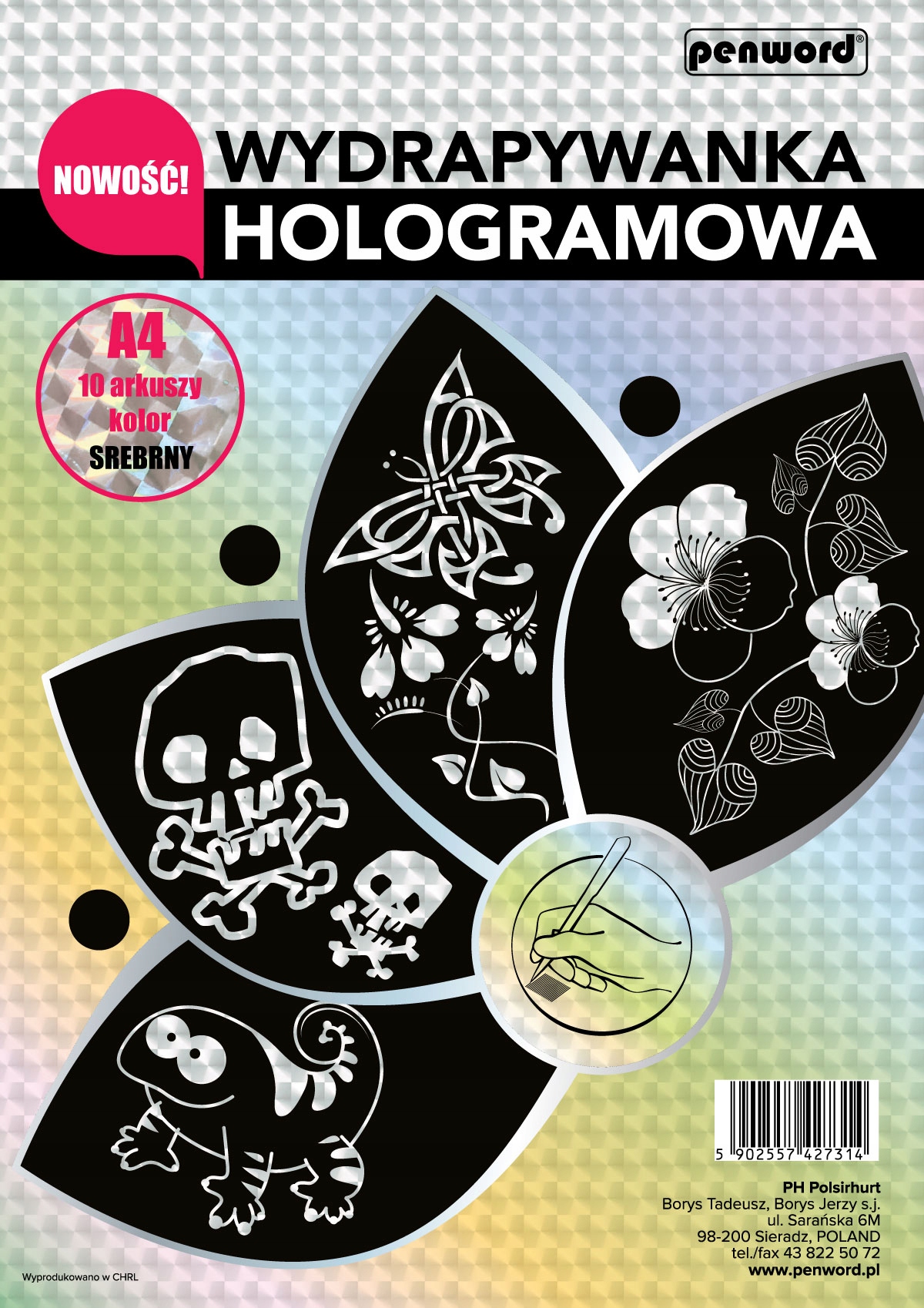 wydrapywanka hologramowa  A4 a'10 SREBRNA + 2 rylce — 2