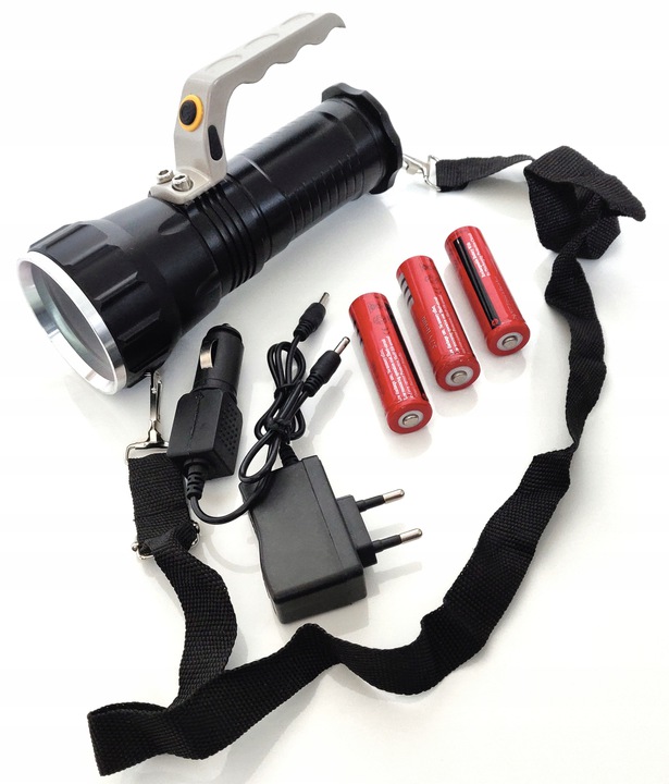 LATARKA SZPERACZ TAKTYCZNA LED ZOOM 3 Ak. MOCNA Zasilanie akumulatorowe