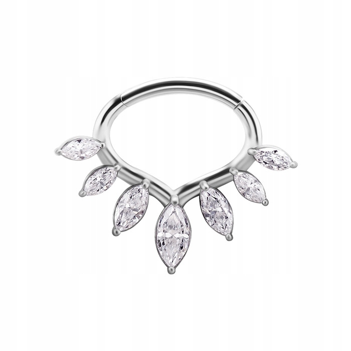 Náušnice clicker s bílými Premium Zirconia CoCr Nf stříbrná 1,2/6